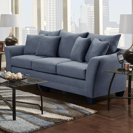 Contemporary Sofa with Flared Arms and Loose Back Cushions